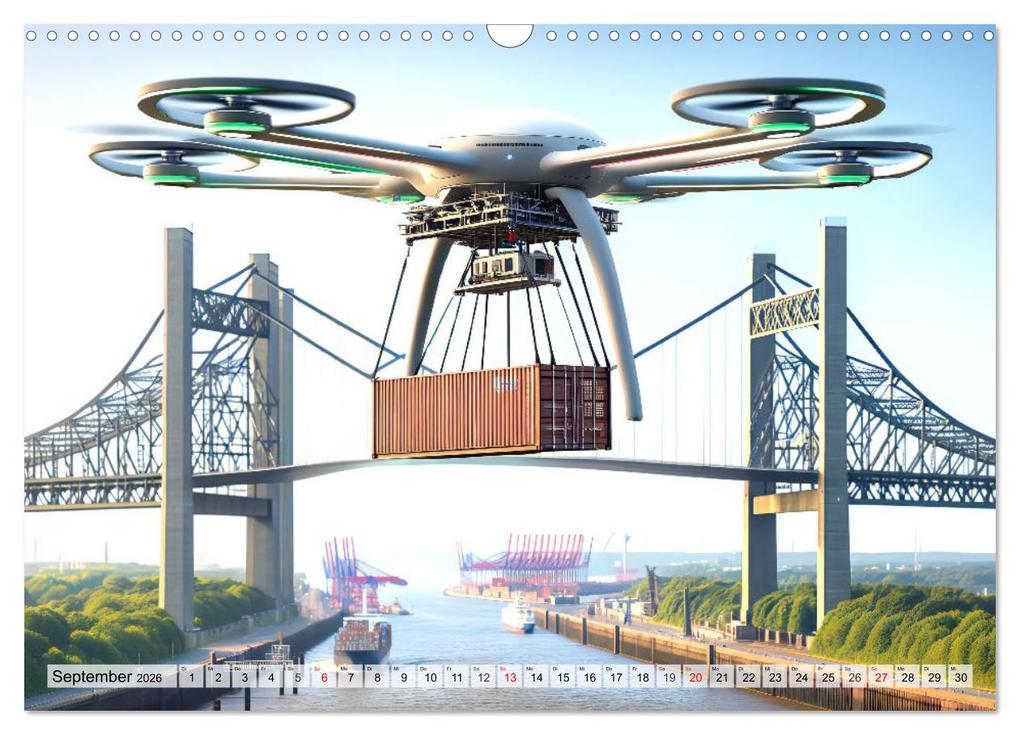 Weitere Ansicht: Die Zukunft im Hamburger Hafen: Visionen und Möglichkeiten von Morgen. (Wandkalender 2026 DIN A3 quer), CALVENDO Monatskalender | Calvendo, Marco Warstat