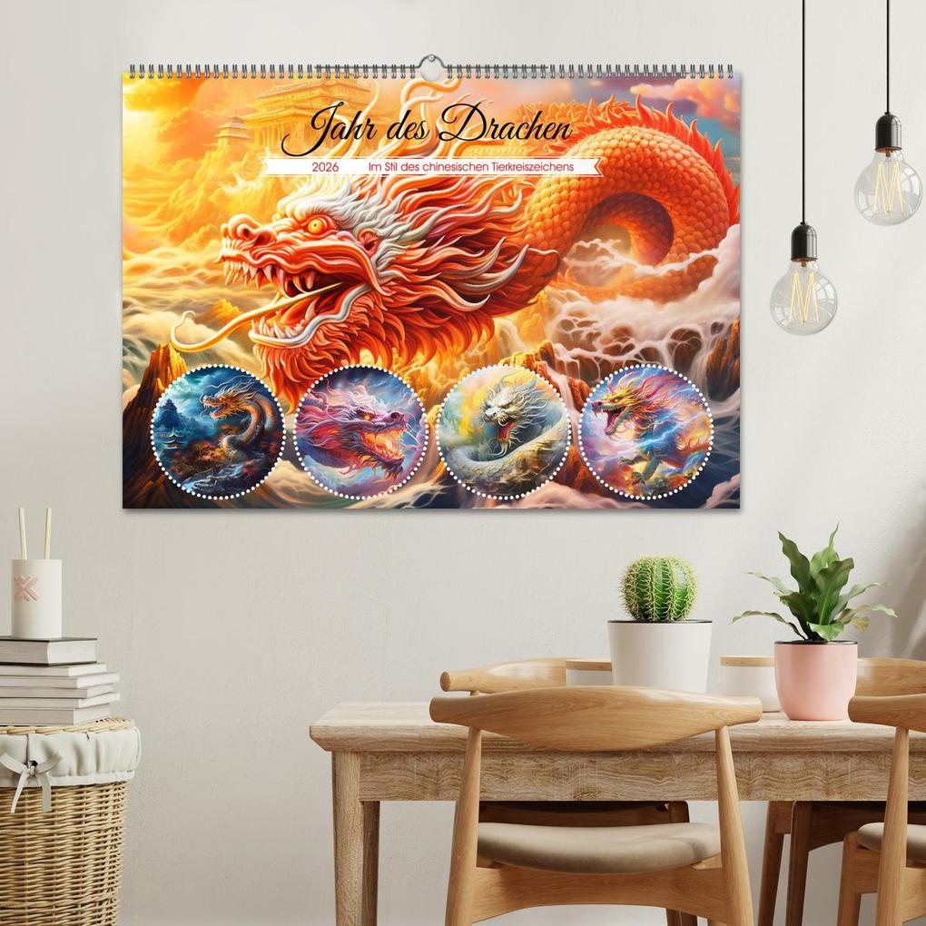 Weitere Ansicht: Jahr des Drachen - Im Stil des chinesischen Tierkreiszeichens (Wandkalender 2026 DIN A2 quer), CALVENDO Monatskalender | Calvendo, Anja Frost