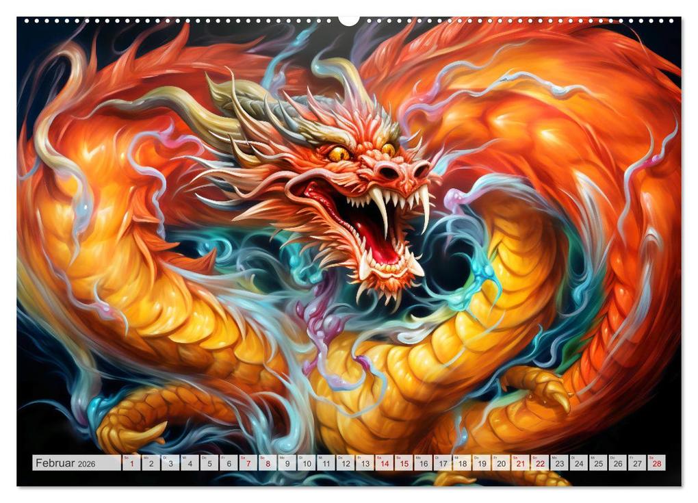 Weitere Ansicht: Jahr des Drachen - Im Stil des chinesischen Tierkreiszeichens (Wandkalender 2026 DIN A2 quer), CALVENDO Monatskalender | Calvendo, Anja Frost
