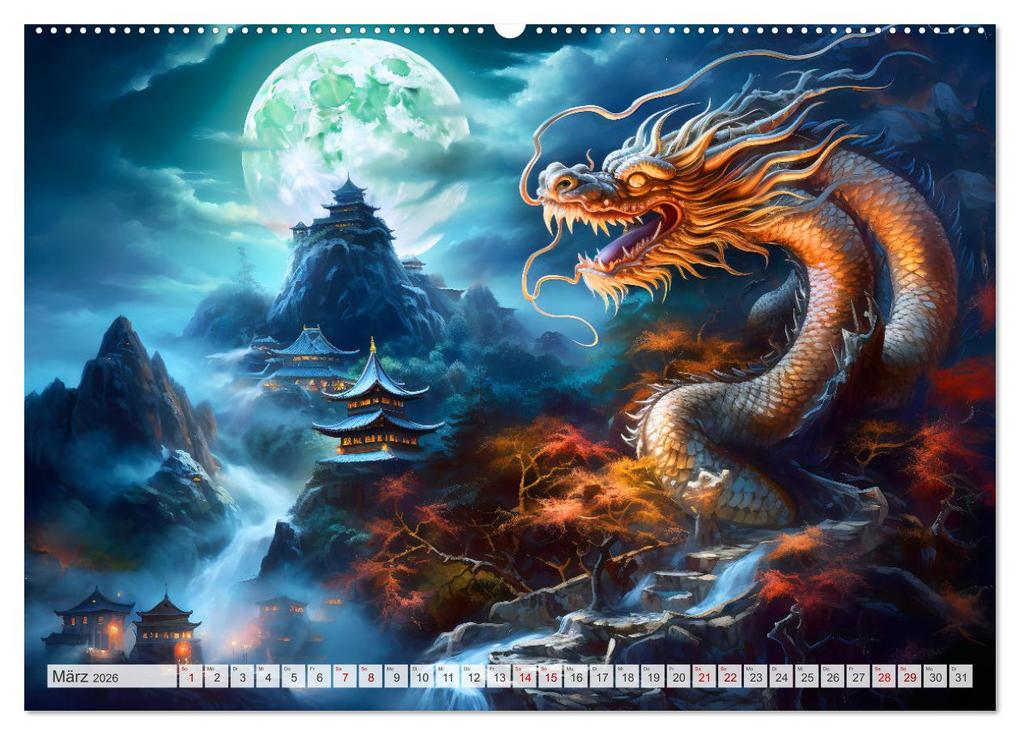 Weitere Ansicht: Jahr des Drachen - Im Stil des chinesischen Tierkreiszeichens (Wandkalender 2026 DIN A2 quer), CALVENDO Monatskalender | Calvendo, Anja Frost