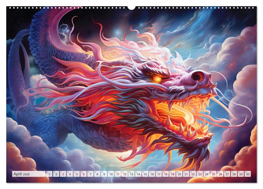 Weitere Ansicht: Jahr des Drachen - Im Stil des chinesischen Tierkreiszeichens (Wandkalender 2026 DIN A2 quer), CALVENDO Monatskalender | Calvendo, Anja Frost