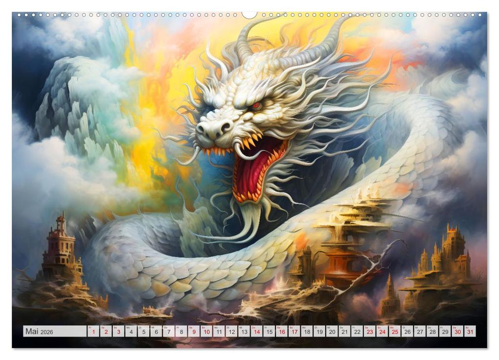 Weitere Ansicht: Jahr des Drachen - Im Stil des chinesischen Tierkreiszeichens (Wandkalender 2026 DIN A2 quer), CALVENDO Monatskalender | Calvendo, Anja Frost