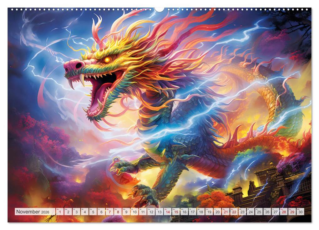 Weitere Ansicht: Jahr des Drachen - Im Stil des chinesischen Tierkreiszeichens (Wandkalender 2026 DIN A2 quer), CALVENDO Monatskalender | Calvendo, Anja Frost