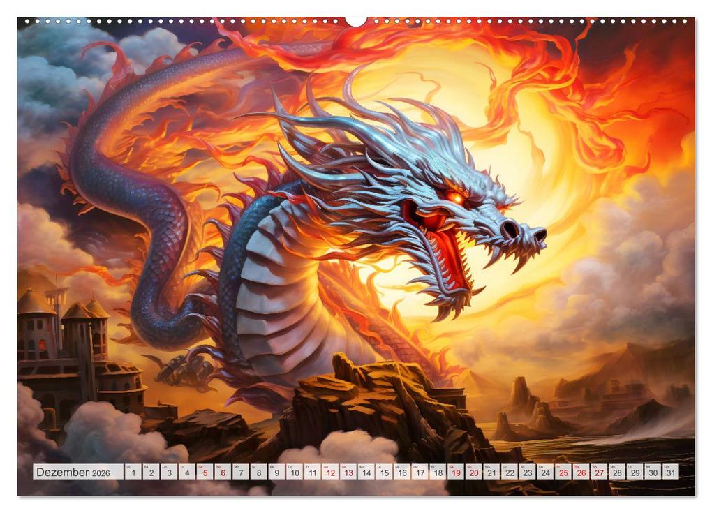 Weitere Ansicht: Jahr des Drachen - Im Stil des chinesischen Tierkreiszeichens (Wandkalender 2026 DIN A2 quer), CALVENDO Monatskalender | Calvendo, Anja Frost
