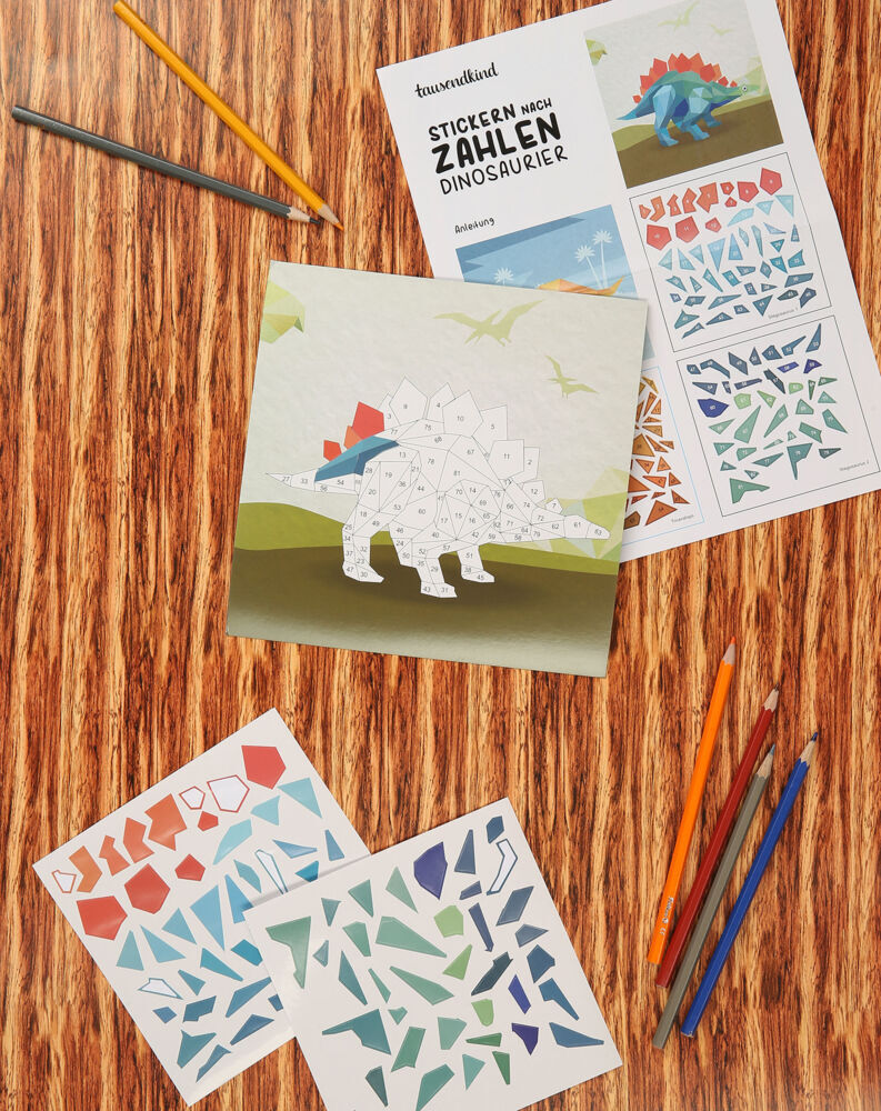 Weitere Ansicht: Mosaikbastelset Stickern nach Zahlen DINOSAURIER