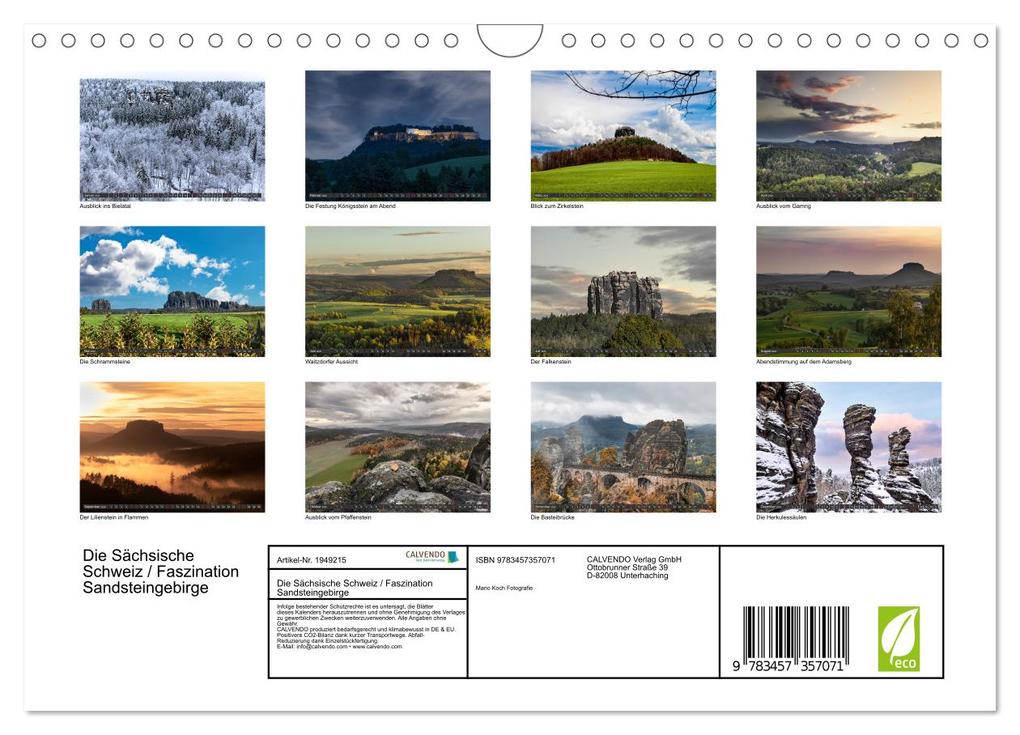 Weitere Ansicht: Die Sächsische Schweiz / Faszination Sandsteingebirge (Wandkalender 2026 DIN A4 quer), CALVENDO Monatskalender | Mario Koch Fotografie, Calvendo