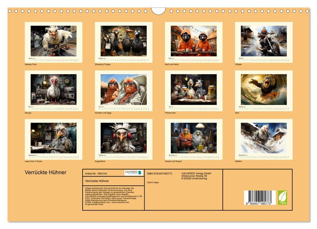 Weitere Ansicht: Verrückte Hühner (Wandkalender 2026 DIN A3 quer), CALVENDO Monatskalender | Cathrin Illgen, Calvendo