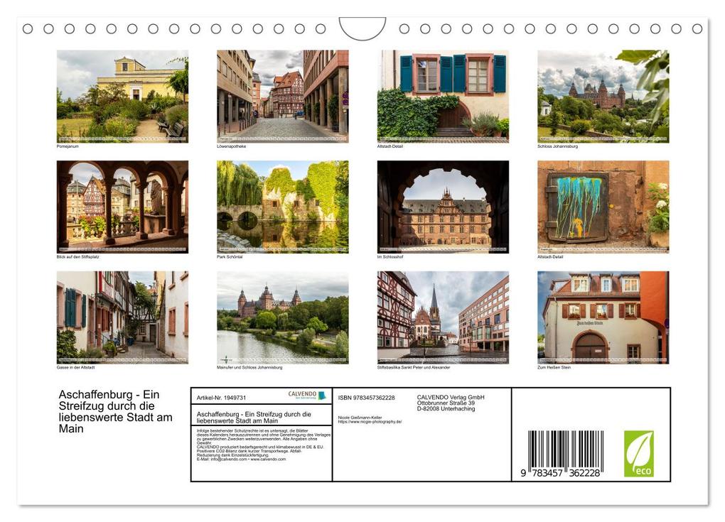 Weitere Ansicht: Aschaffenburg - Ein Streifzug durch die liebenswerte Stadt am Main (Wandkalender 2026 DIN A4 quer), CALVENDO Monatskalender | Nicole Gießmann-Keller, Calvendo