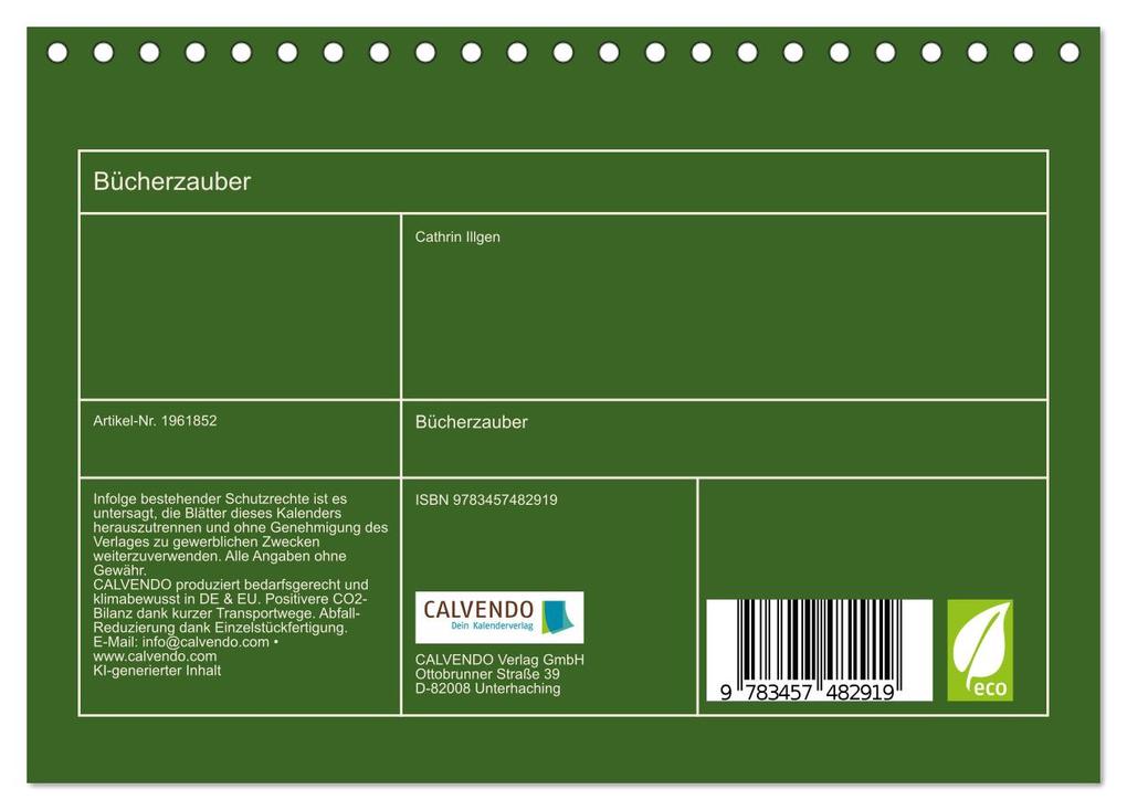 Weitere Ansicht: Bücherzauber (Tischkalender 2026 DIN A5 quer), CALVENDO Monatskalender | Cathrin Illgen, Calvendo