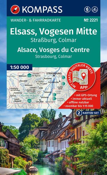 Produktbild: KOMPASS Wanderkarten-Set 2221 Elsass, Vogesen Mitte, Alsace, Vosges du Centre (2 Karten) 1:50.000