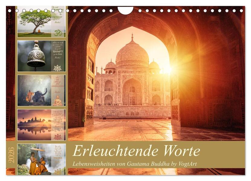Produktbild: Erleuchtende Worte, Lebensweisheiten von Gautama Buddha by VogtArt (Wandkalender 2026 DIN A4 quer), CALVENDO Monatskalender | VogtArt VogtArt, Calvendo, VogtArt