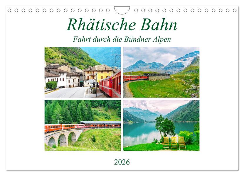 Produktbild: Rhätische Bahn - Fahrt durch die Bündner Alpen (Wandkalender 2026 DIN A4 quer), CALVENDO Monatskalender | Nina Schwarze, Calvendo