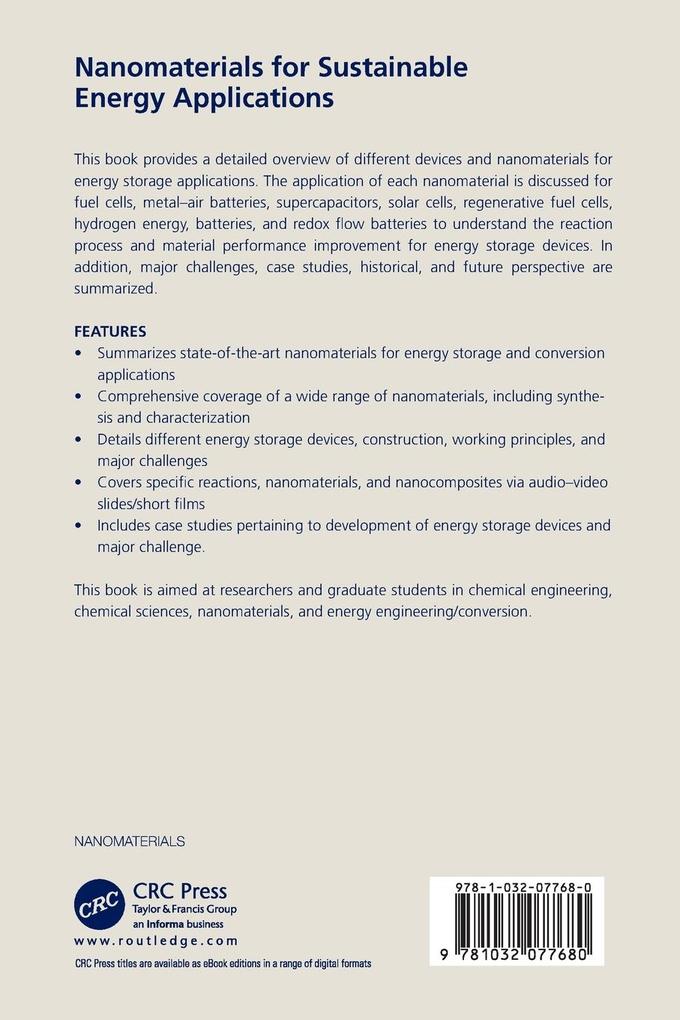Weitere Ansicht: Nanomaterials for Sustainable Energy Applications