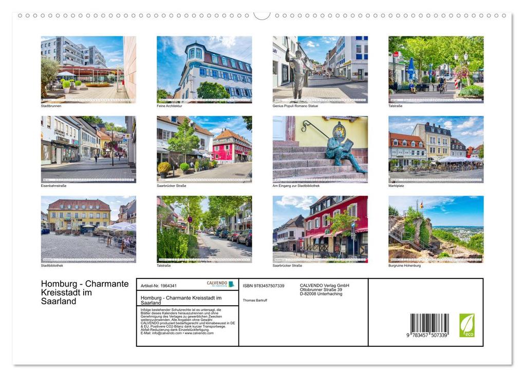 Weitere Ansicht: Homburg - Charmante Kreisstadt im Saarland (hochwertiger Premium Wandkalender 2026 DIN A2 quer), Kunstdruck in Hochglanz | Calvendo, Thomas Bartruff