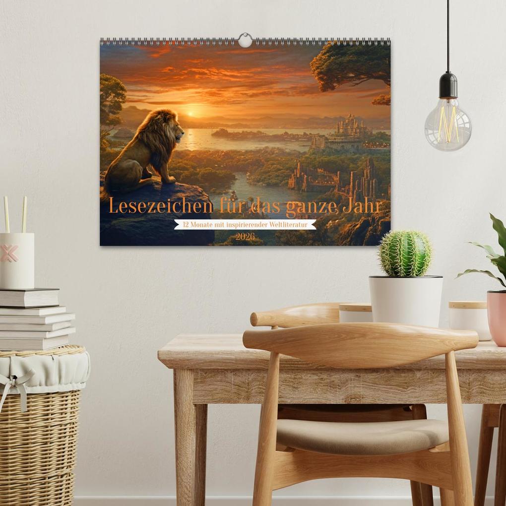 Weitere Ansicht: Lesezeichen für das ganze Jahr - 12 Monate mit inspirierender Weltliteratur (Wandkalender 2026 DIN A3 quer), CALVENDO Monatskalender | Calvendo, Rupert Kowalski