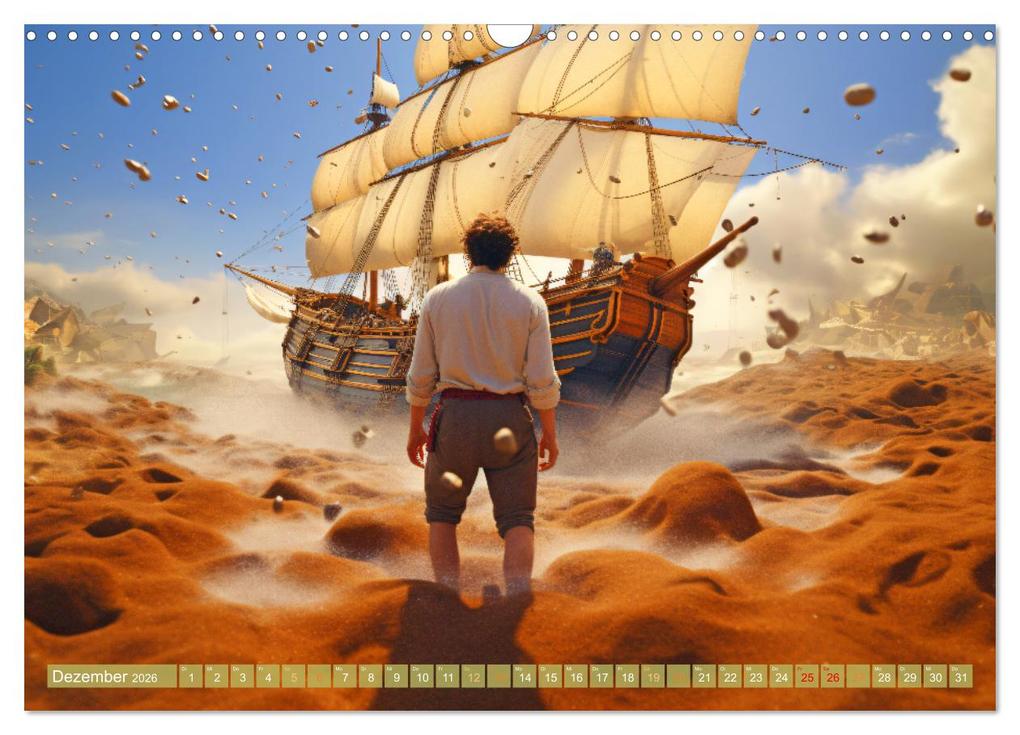 Weitere Ansicht: Lesezeichen für das ganze Jahr - 12 Monate mit inspirierender Weltliteratur (Wandkalender 2026 DIN A3 quer), CALVENDO Monatskalender | Calvendo, Rupert Kowalski