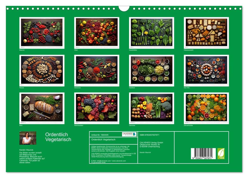 Weitere Ansicht: Ordentlich Vegetarisch (Wandkalender 2026 DIN A3 quer), CALVENDO Monatskalender | Calvendo, Kerstin Waurick