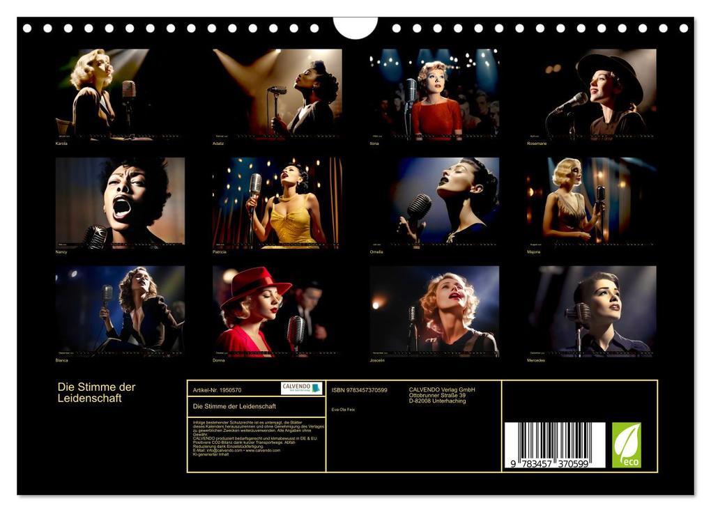 Weitere Ansicht: Die Stimme der Leidenschaft (Wandkalender 2026 DIN A4 quer), CALVENDO Monatskalender | Calvendo, Eva Ola Feix