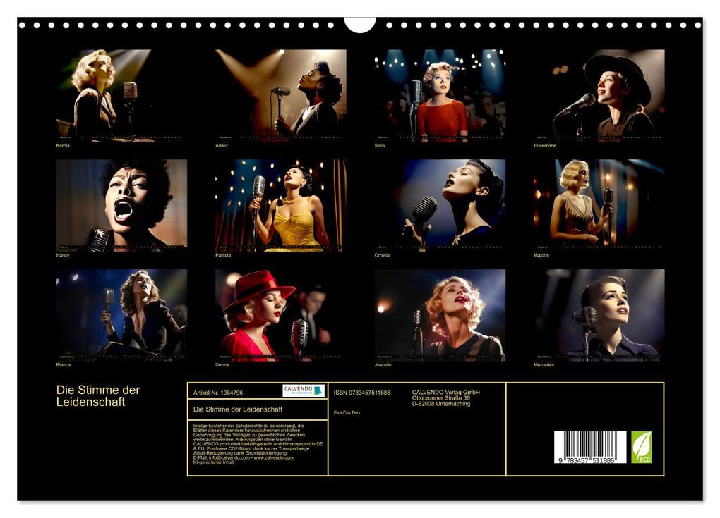 Weitere Ansicht: Die Stimme der Leidenschaft (Wandkalender 2026 DIN A3 quer), CALVENDO Monatskalender | Calvendo, Eva Ola Feix