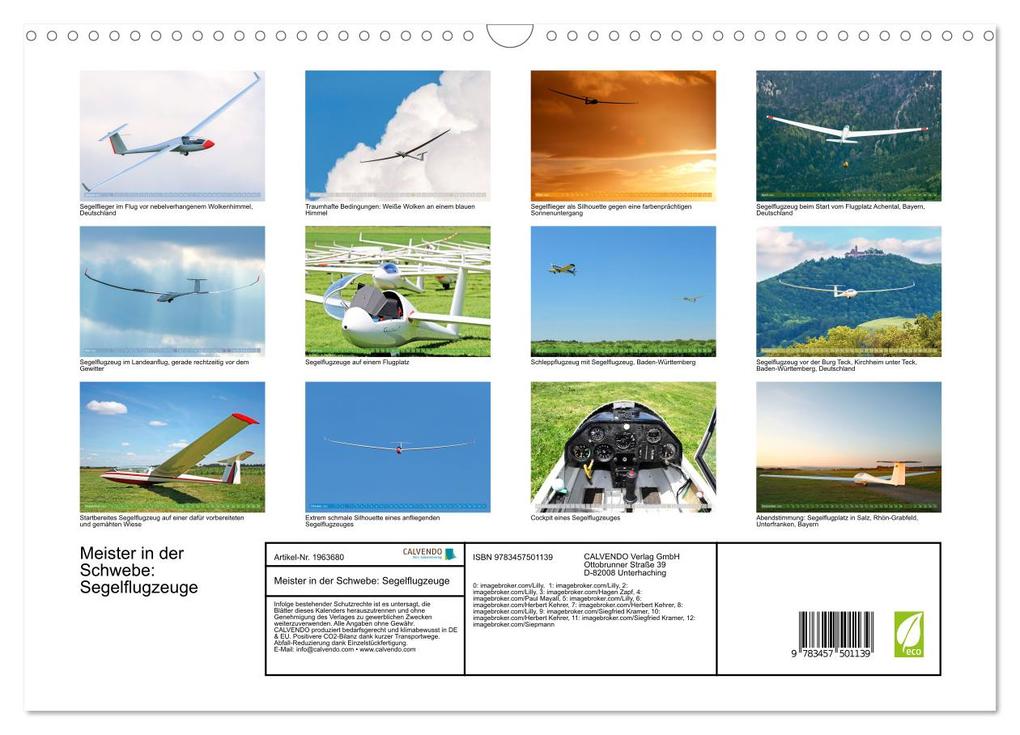 Weitere Ansicht: Meister in der Schwebe: Segelflugzeuge (Wandkalender 2026 DIN A3 quer), CALVENDO Monatskalender | Calvendo, CALVENDO CALVENDO