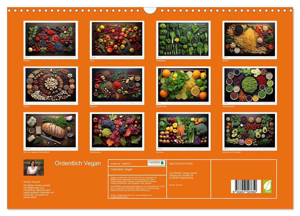 Weitere Ansicht: Ordentlich Vegan (Wandkalender 2026 DIN A3 quer), CALVENDO Monatskalender | Calvendo, Kerstin Waurick