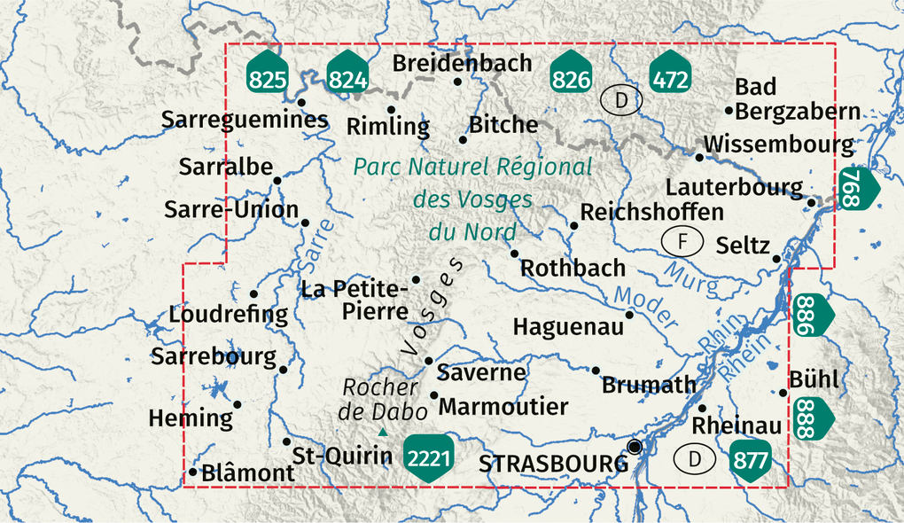 Weitere Ansicht: KOMPASS Wanderkarten-Set 2220 Elsass, Vogesen Nord, Hagenau, Straßburg / Alsace, Vosges du Nord, Haguenau, Strasbourg (2 Karten) 1:50.000