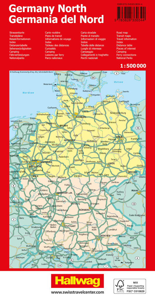 Weitere Ansicht: Hallwag Strassenkarte Deutschland Nord 1:500.000