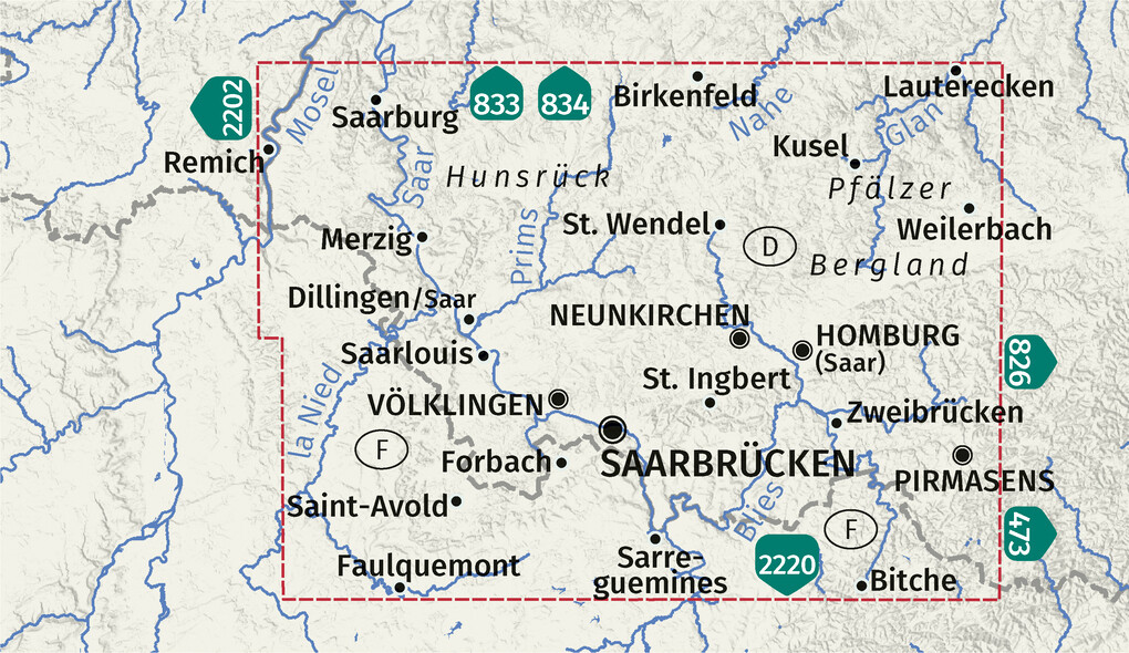 Weitere Ansicht: KOMPASS Wanderkarten-Set 825 Saarland (2 Karten) 1:50.000