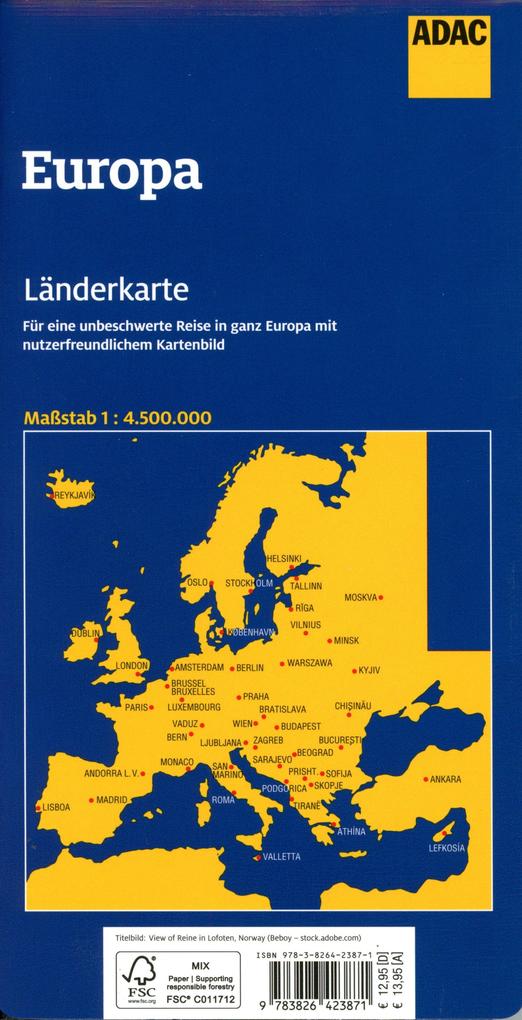 Weitere Ansicht: ADAC Länderkarte Europa 1:4,5 Mio.
