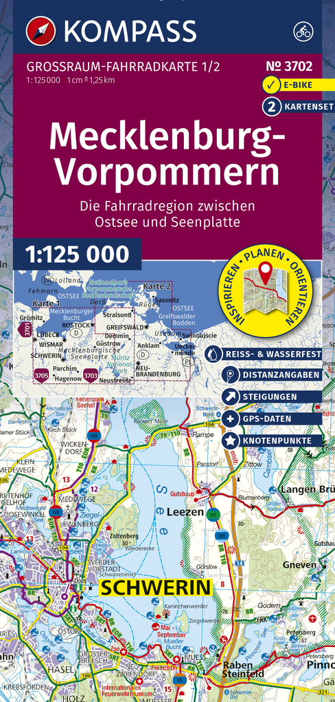 Weitere Ansicht: KOMPASS Großraum Fahrradkarte 3702 Mecklenburg-Vorpommern 1:125.000
