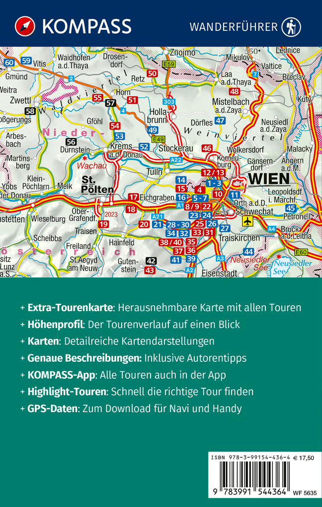 Weitere Ansicht: KOMPASS Wanderführer Wien mit Wienerwald, Wein- und Waldviertel, 60 Touren mit Extra-Tourenkarte | Werner Heriszt