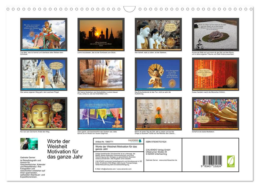 Weitere Ansicht: Worte der Weisheit Motivation für das ganze Jahr (Wandkalender 2026 DIN A3 quer), CALVENDO Monatskalender | Gabriele Gerner, Calvendo