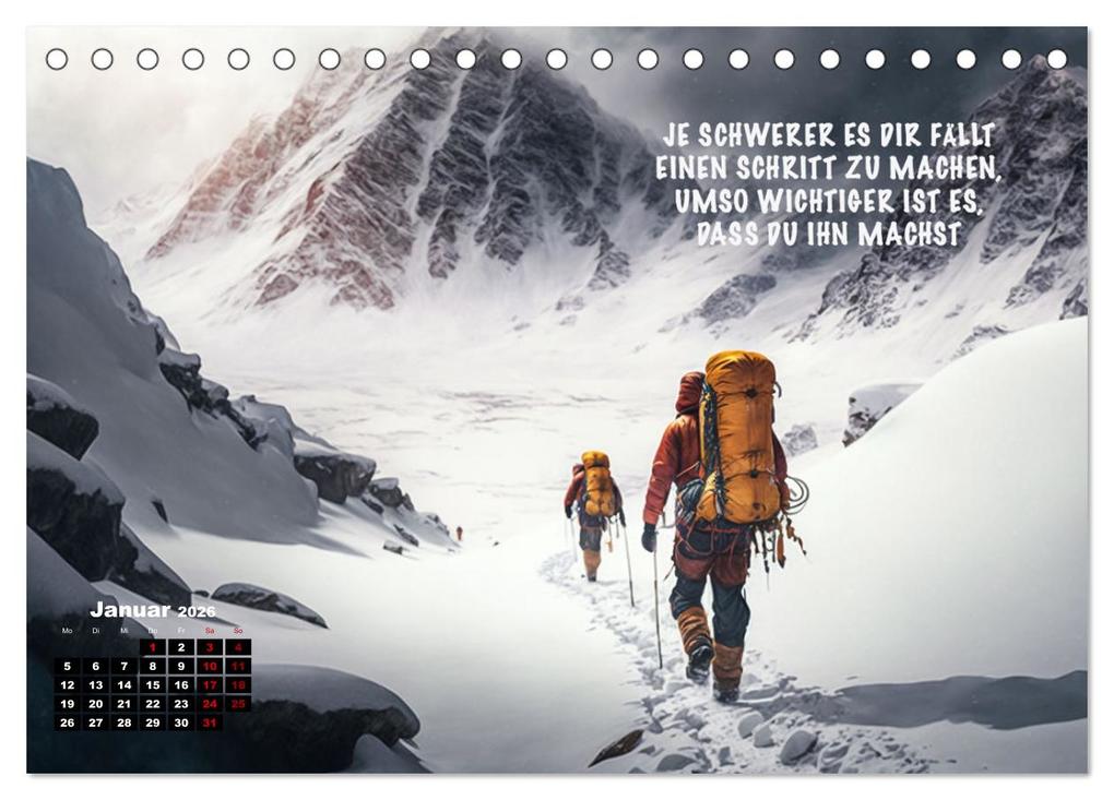 Weitere Ansicht: Motivation und Bergsteigen (Tischkalender 2026 DIN A5 quer), CALVENDO Monatskalender | Dirk Meutzner, Calvendo