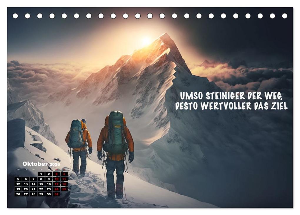 Weitere Ansicht: Motivation und Bergsteigen (Tischkalender 2026 DIN A5 quer), CALVENDO Monatskalender | Dirk Meutzner, Calvendo