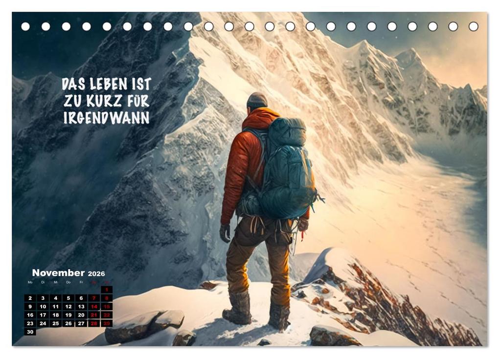 Weitere Ansicht: Motivation und Bergsteigen (Tischkalender 2026 DIN A5 quer), CALVENDO Monatskalender | Dirk Meutzner, Calvendo