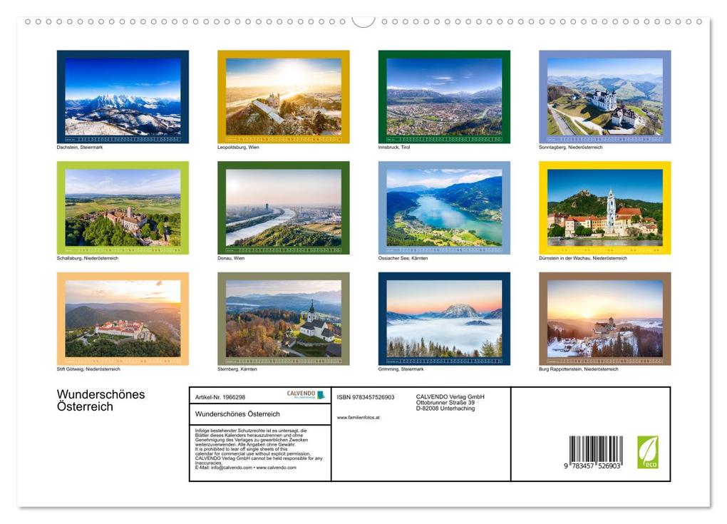 Weitere Ansicht: Wunderschönes Österreich (hochwertiger Premium Wandkalender 2026 DIN A2 quer), Kunstdruck in Hochglanz | Martin Dworschak, Calvendo