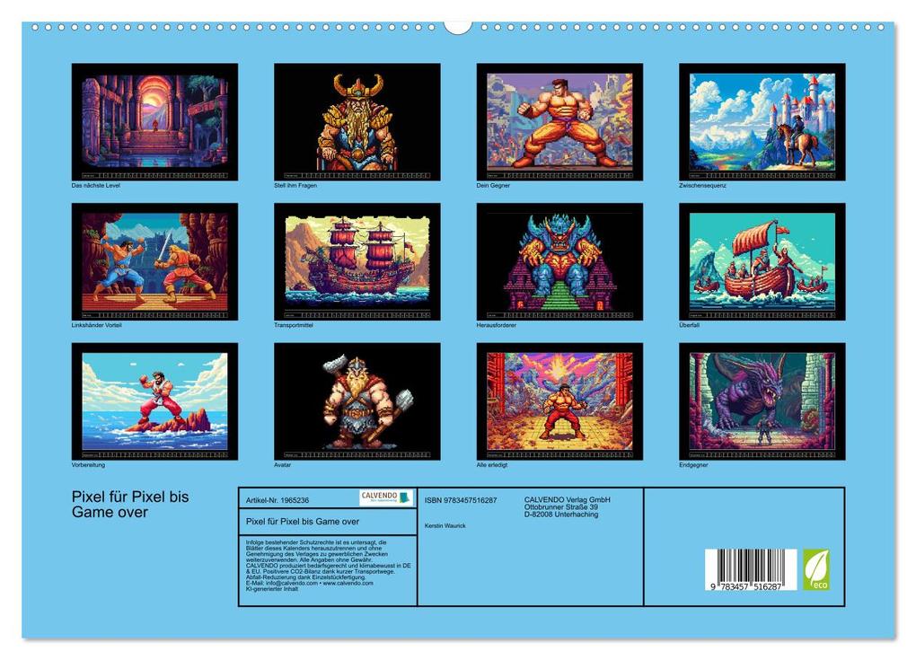 Weitere Ansicht: Pixel für Pixel bis Game over (hochwertiger Premium Wandkalender 2026 DIN A2 quer), Kunstdruck in Hochglanz | Kerstin Waurick, Calvendo