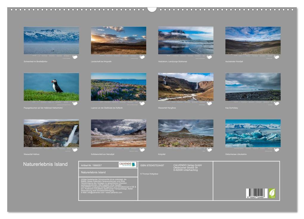 Weitere Ansicht: Naturerlebnis Island (Wandkalender 2026 DIN A2 quer), CALVENDO Monatskalender | Thomas Holtgräwe, Calvendo