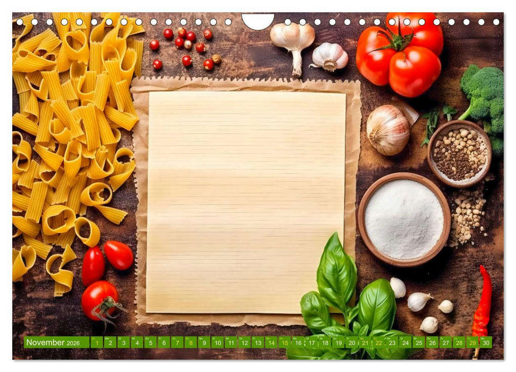 Weitere Ansicht: Kulinarische Notizen - Notiere deine besten Pastarezepte (Wandkalender 2026 DIN A4 quer), CALVENDO Monatskalender | Anja Frost, Calvendo