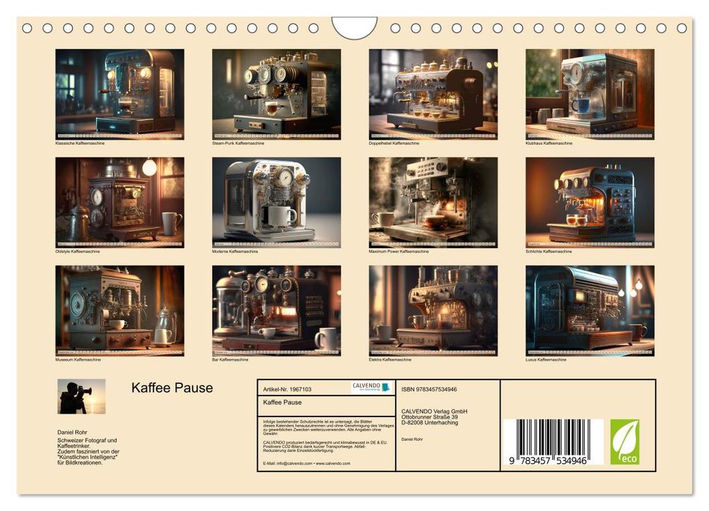 Weitere Ansicht: Kaffee Pause (Wandkalender 2026 DIN A4 quer), CALVENDO Monatskalender | Daniel Rohr, Calvendo