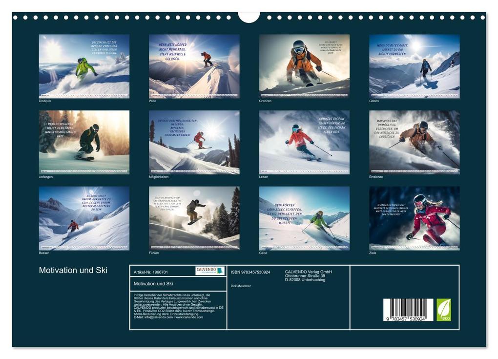 Weitere Ansicht: Motivation und Ski (Wandkalender 2026 DIN A3 quer), CALVENDO Monatskalender | Dirk Meutzner, Calvendo