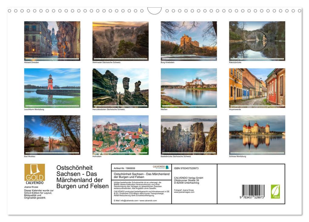Weitere Ansicht: Ostschönheit Sachsen - Das Märchenland der Burgen und Felsen (Wandkalender 2026 DIN A3 quer), CALVENDO Monatskalender | Joana Kruse, Calvendo