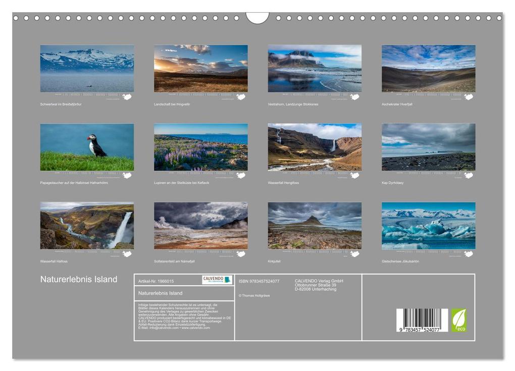 Weitere Ansicht: Naturerlebnis Island (Wandkalender 2026 DIN A3 quer), CALVENDO Monatskalender | Thomas Holtgräwe, Calvendo