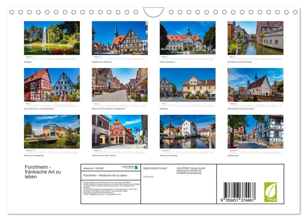 Weitere Ansicht: Forchheim - fränkische Art zu leben (Wandkalender 2026 DIN A4 quer), CALVENDO Monatskalender | Val Thoermer, Calvendo