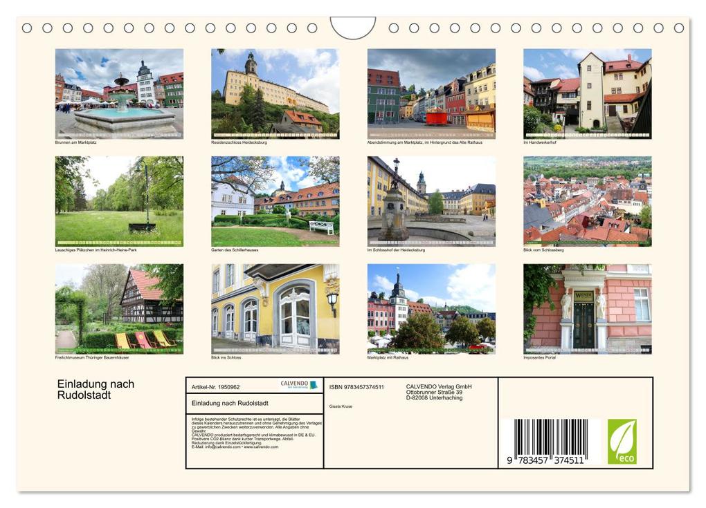 Weitere Ansicht: Einladung nach Rudolstadt (Wandkalender 2026 DIN A4 quer), CALVENDO Monatskalender | Gisela Kruse, Calvendo