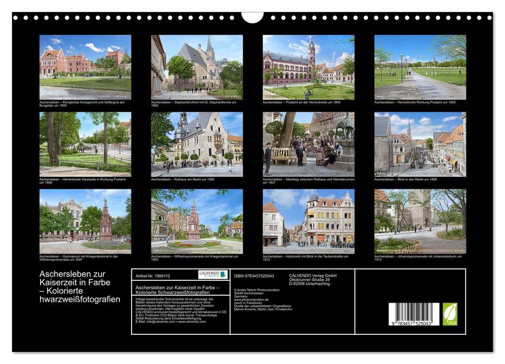 Weitere Ansicht: Aschersleben zur Kaiserzeit in Farbe - Kolorierte Schwarzweißfotografien (Wandkalender 2026 DIN A3 quer), CALVENDO Monatskalender | André Tetsch, Calvendo