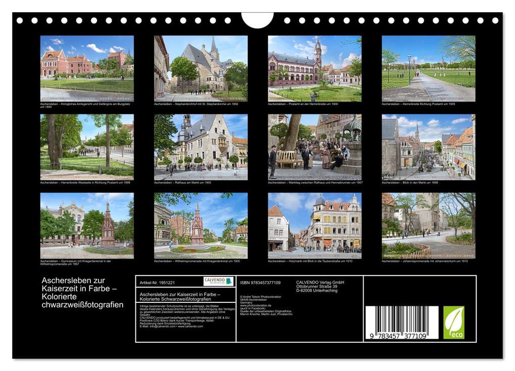 Weitere Ansicht: Aschersleben zur Kaiserzeit in Farbe - Kolorierte Schwarzweißfotografien (Wandkalender 2026 DIN A4 quer), CALVENDO Monatskalender | André Tetsch, Calvendo
