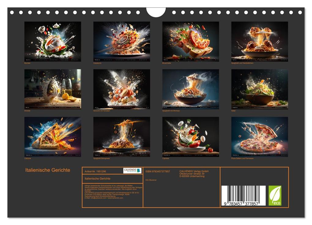 Weitere Ansicht: Italienische Gerichte (Wandkalender 2026 DIN A4 quer), CALVENDO Monatskalender | Dirk Meutzner, Calvendo