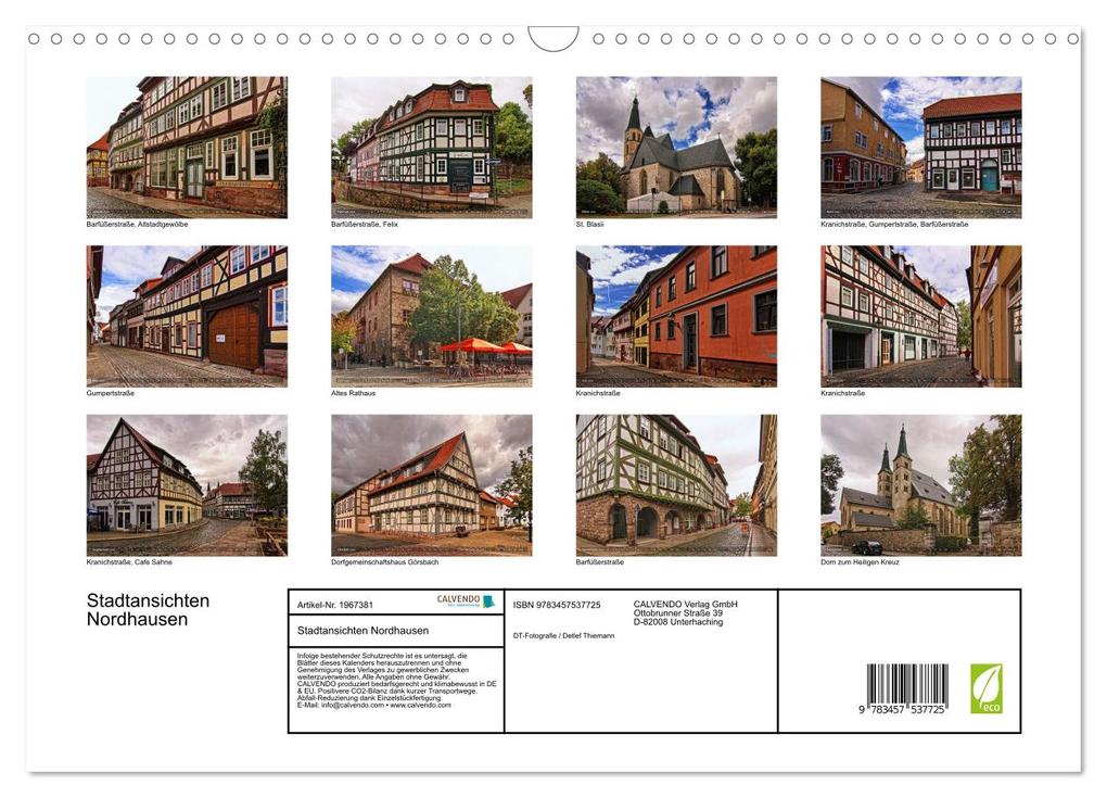 Weitere Ansicht: Stadtansichten Nordhausen (Wandkalender 2026 DIN A3 quer), CALVENDO Monatskalender | Calvendo, Detlef Thiemann, DT-Fotografie / Detlef Thiemann