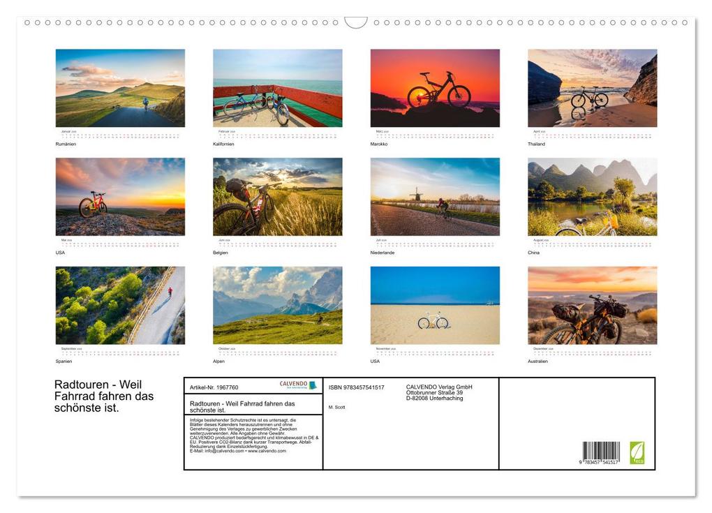 Weitere Ansicht: Radtouren - Weil Fahrrad fahren das schönste ist. (Wandkalender 2026 DIN A2 quer), CALVENDO Monatskalender | Calvendo, M. Scott
